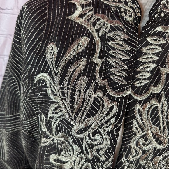 chico's Elegant Embroidered floral Women's blazer Jacket sz 2 (Large 12) - Picture 2 of 11